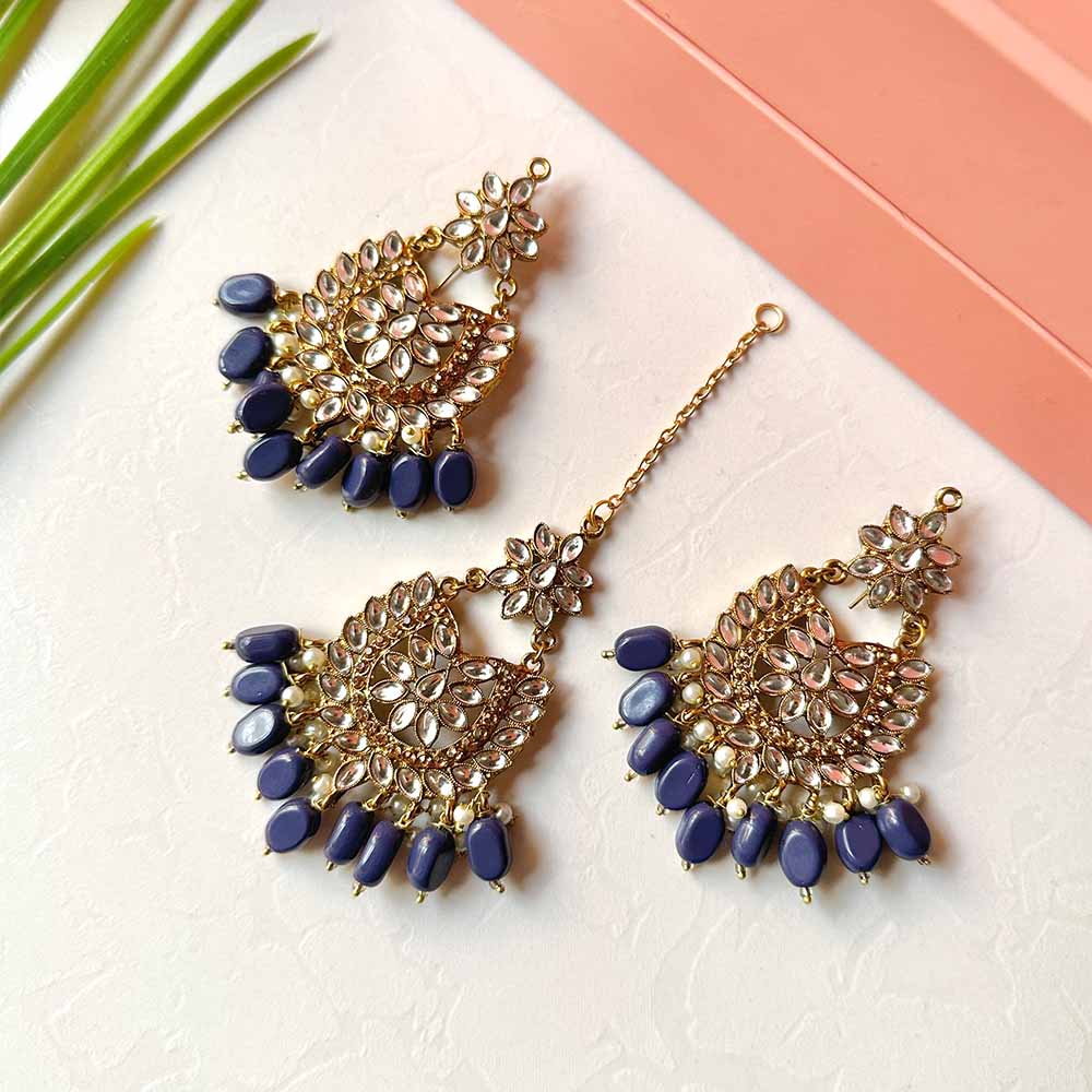 Sameera Earrings/Teeka Set (Blue) for women (Copy)